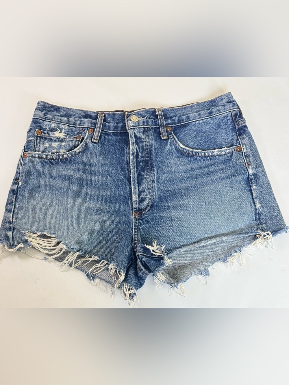 AGOLDE Parker Vintage Cut Off Shorts Swapmeet Distressed Raw Hem Denim Size 28
